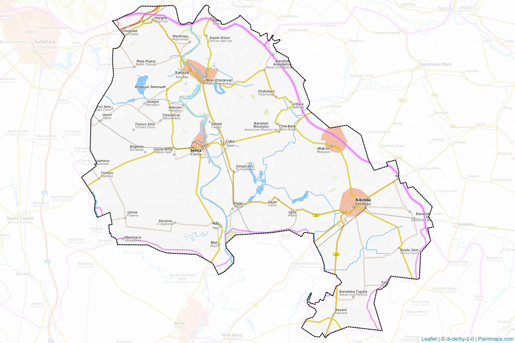 Severnobanatski upravni okrug (Vojvodina) Map Cropping Samples-1