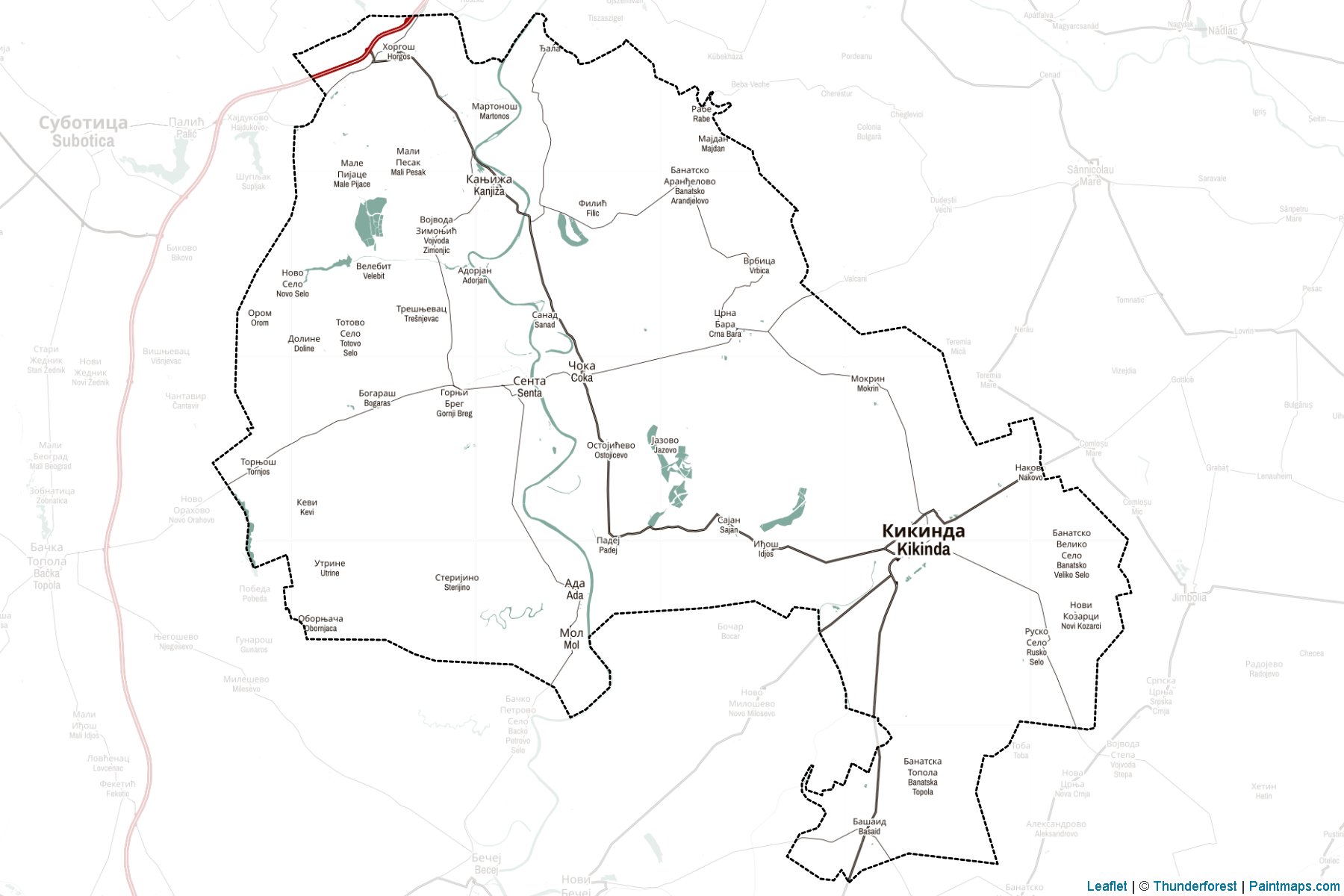 Severnobanatski upravni okrug (Vojvodina) Map Cropping Samples-2