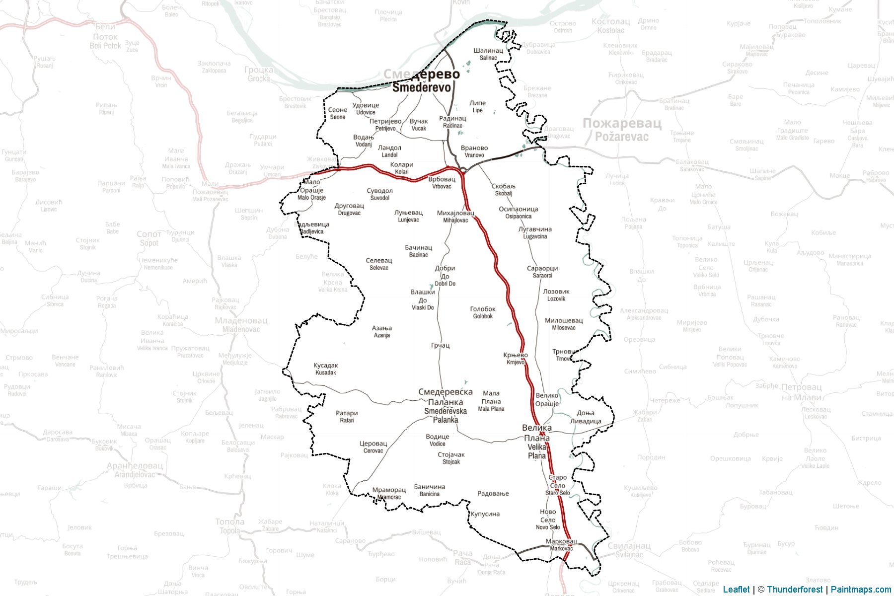 Podunavlye İlçesi (Central Serbia) Haritası Örnekleri-2