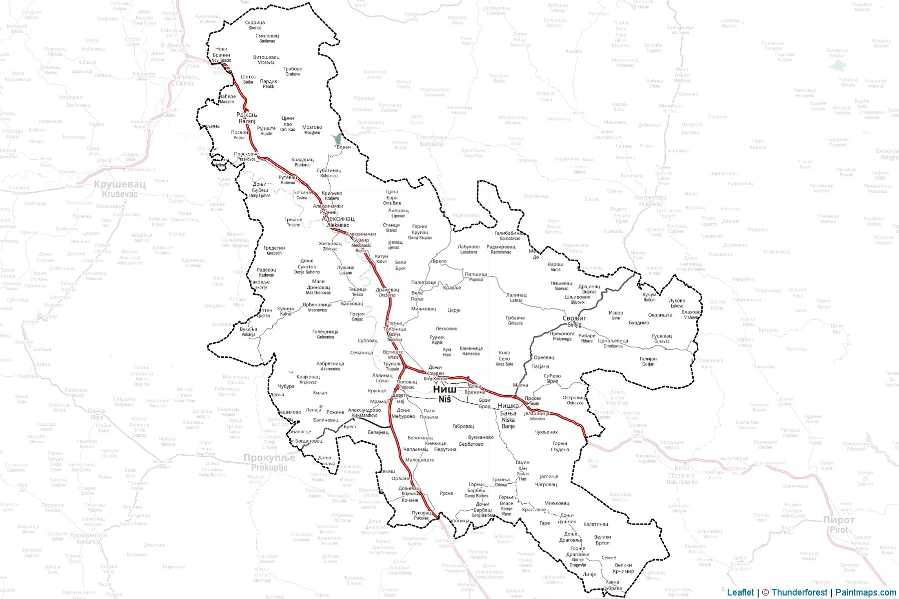 Nišava İlçesi (Central Serbia) Haritası Örnekleri-2