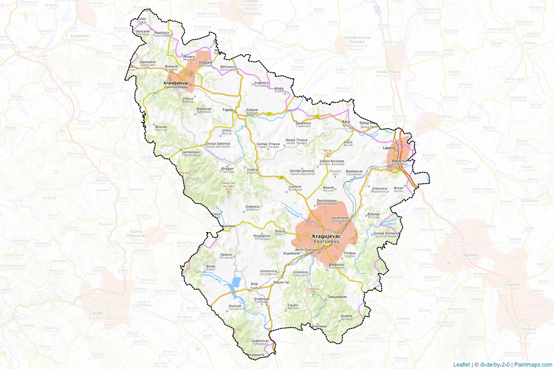 Šumadijski upravni okrug (Central Serbia) Haritası Örnekleri-1