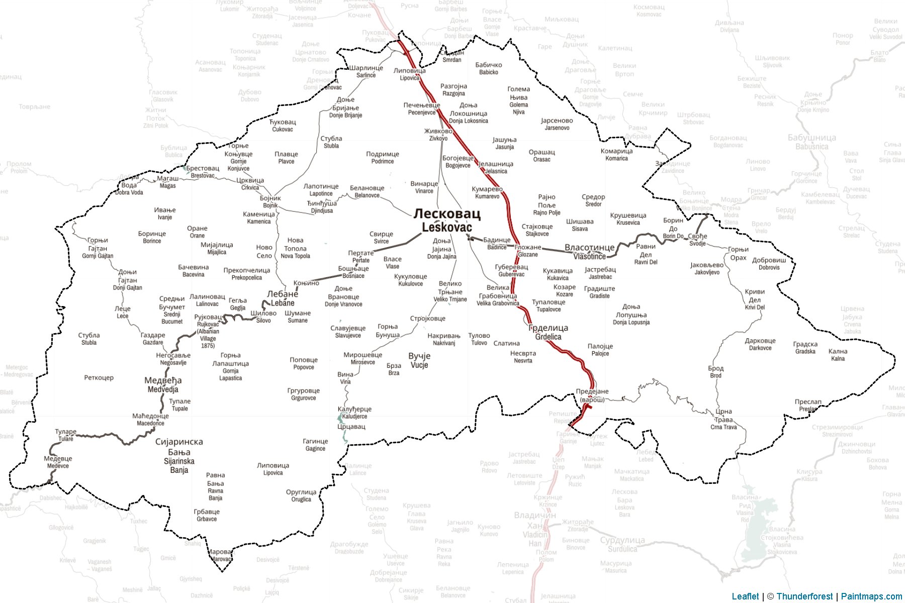 Jablanica İlçesi (Central Serbia) Haritası Örnekleri-2