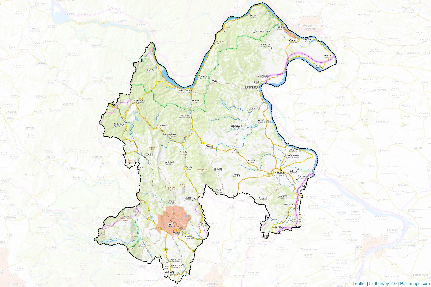 Borski upravni okrug (Central Serbia) Map Cropping Samples-1