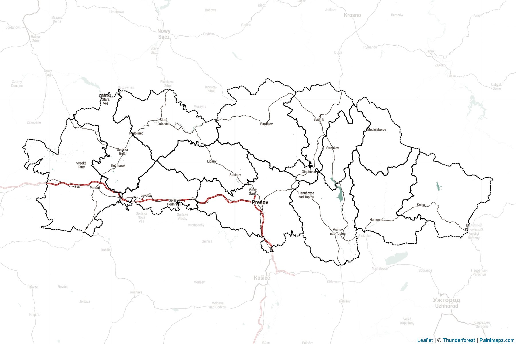 Prešov Bölgesi (Slovakya) Haritası Örnekleri-2