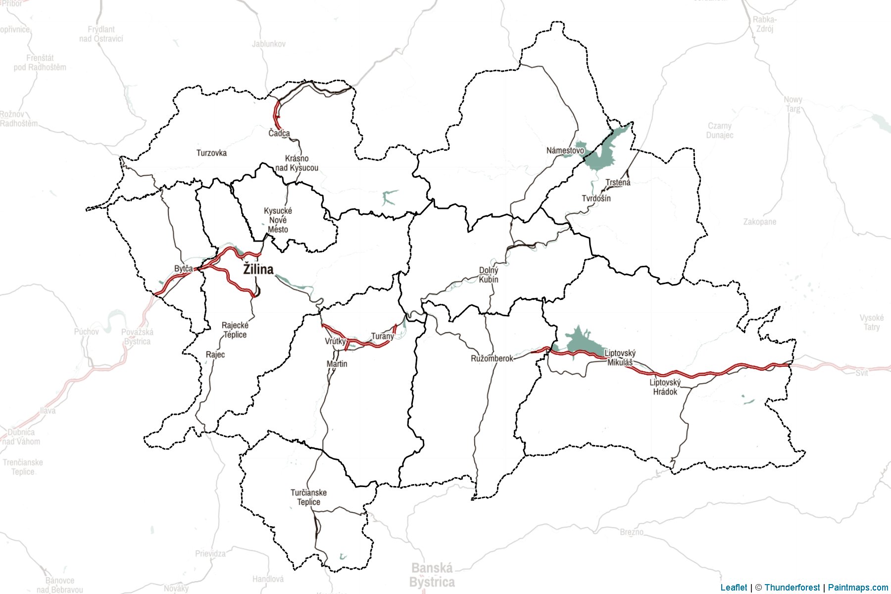 Muestras de recorte de mapas Žilinský kraj (Eslovaquia)-2