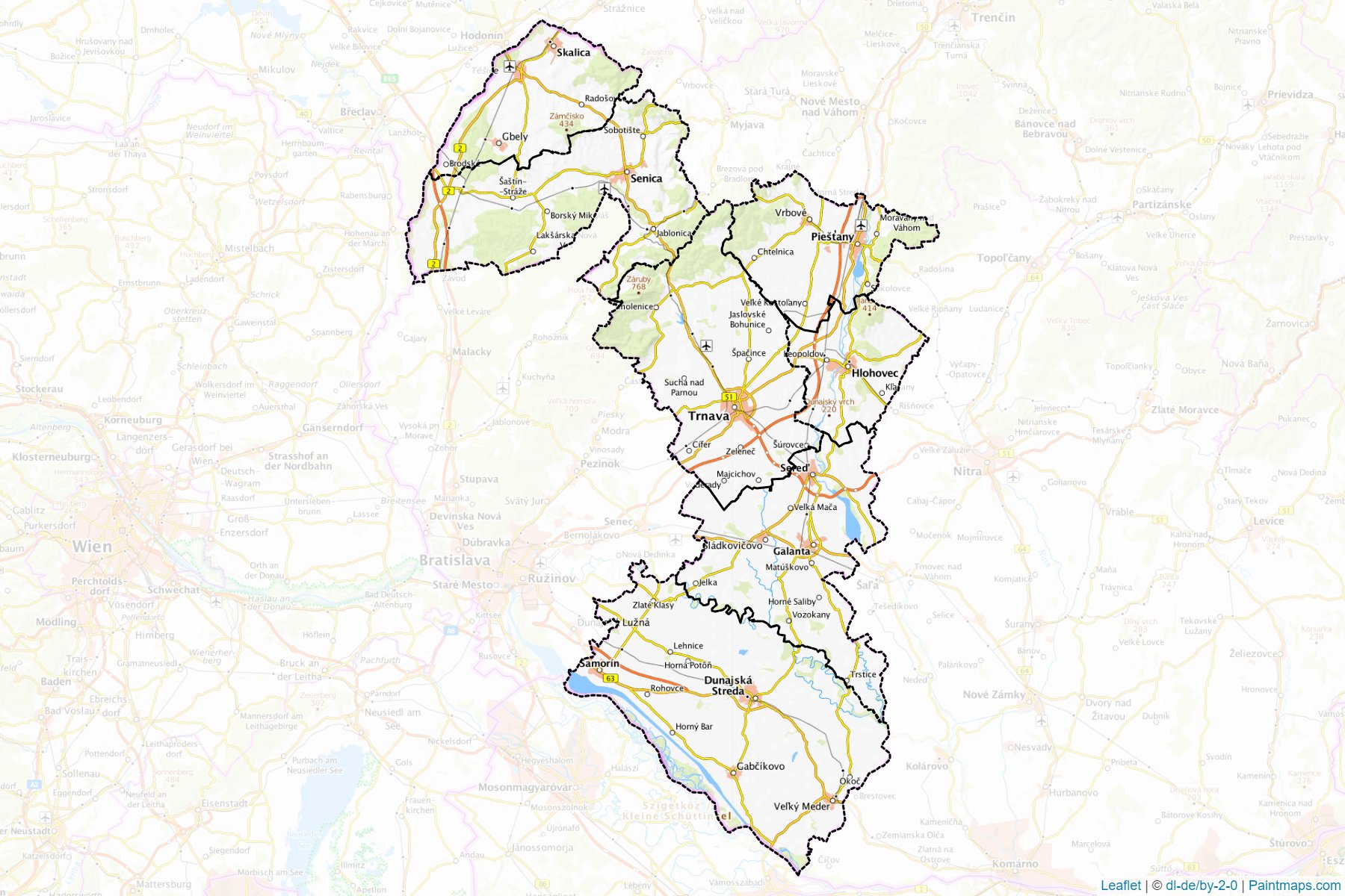 Trnava Bölgesi (Slovakya) Haritası Örnekleri-1