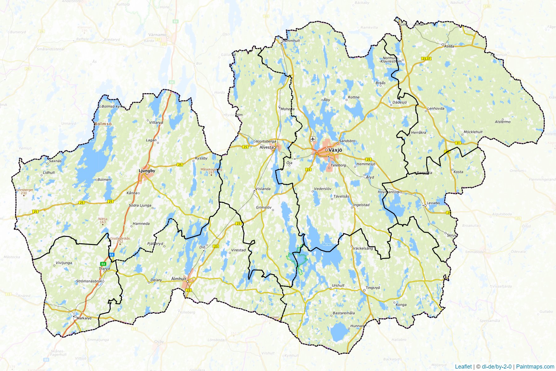 Muestras de recorte de mapas Kronoberg (Suecia)-1