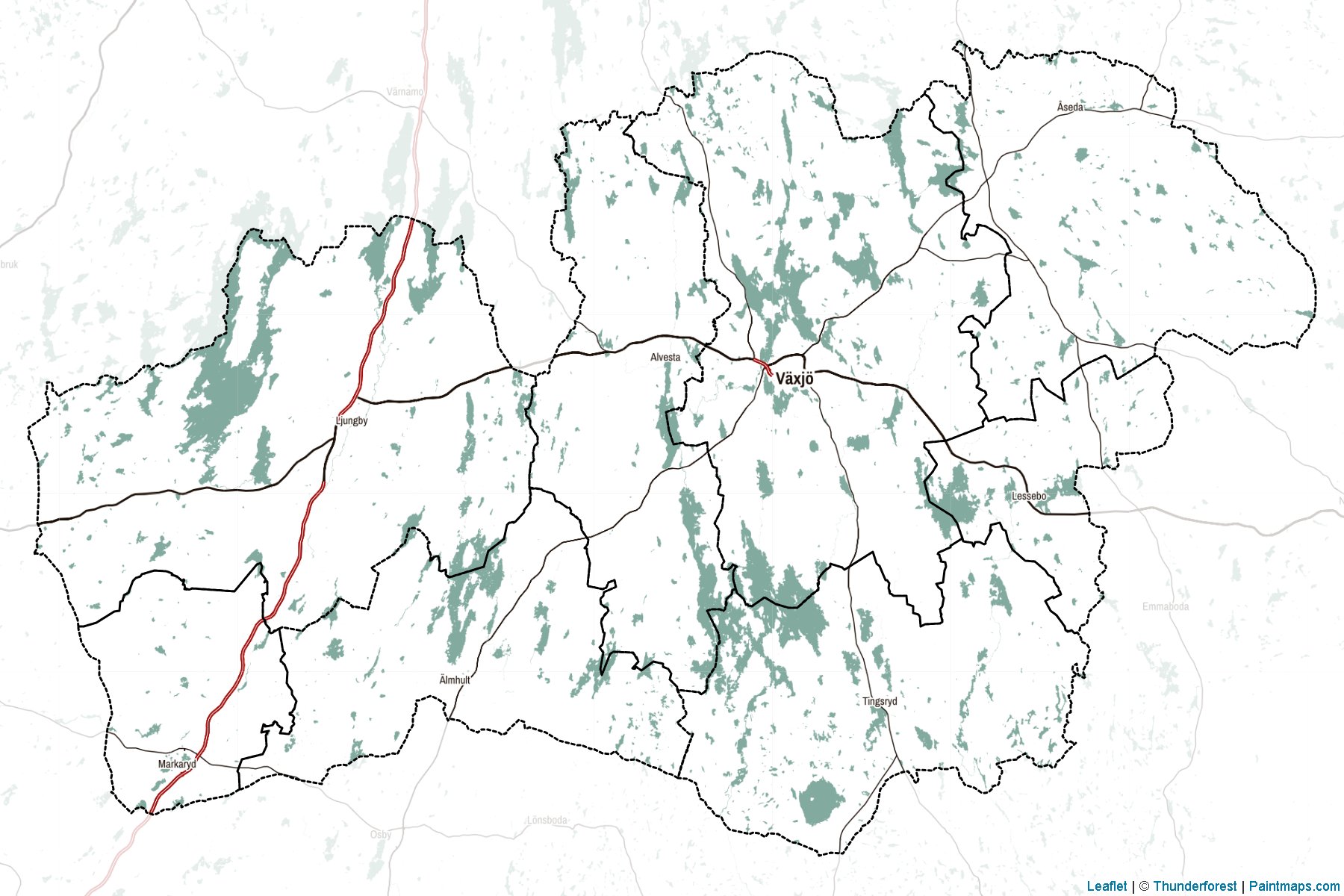 Muestras de recorte de mapas Kronoberg (Suecia)-2