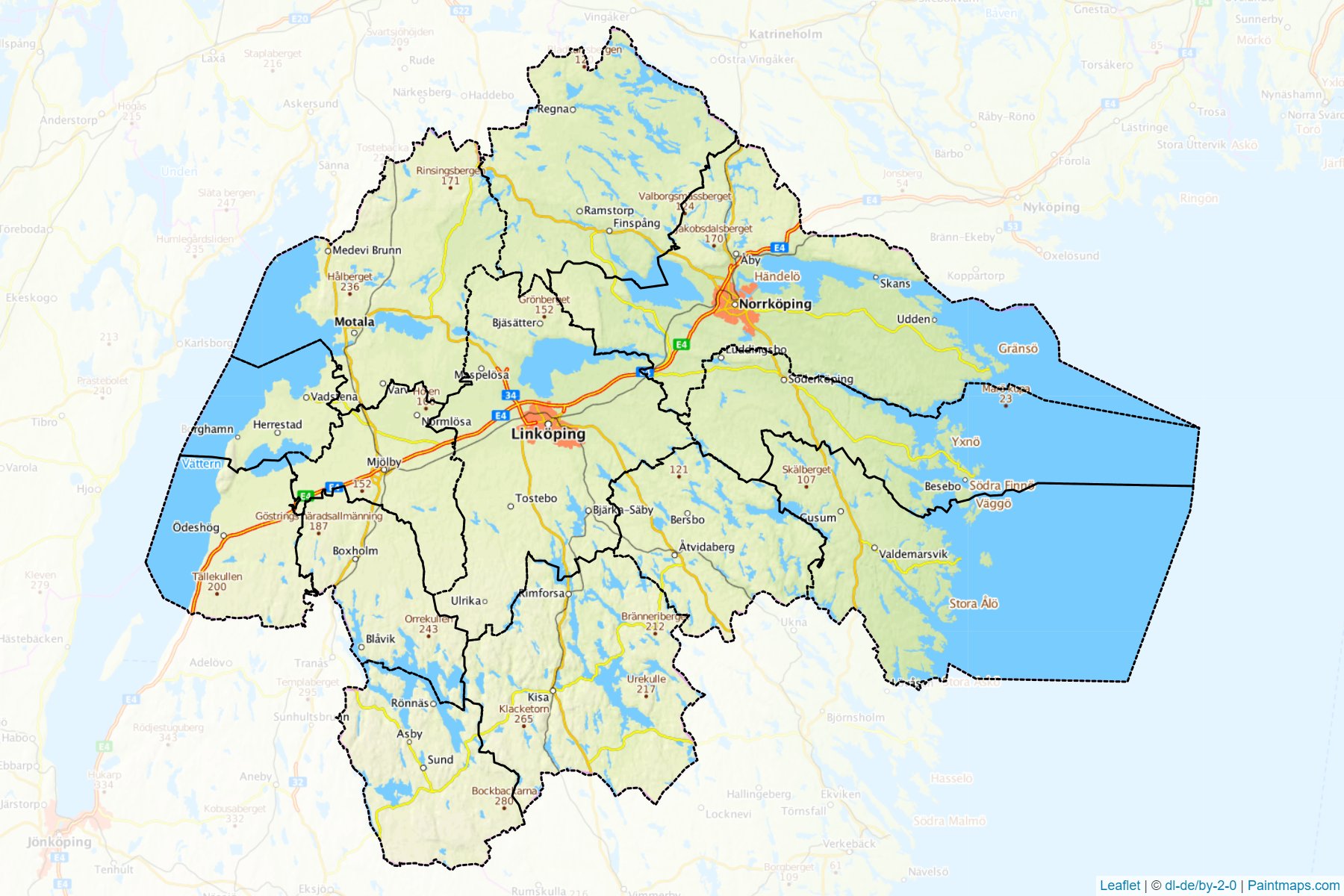 Östergötland ili (İsveç) Haritası Örnekleri-1