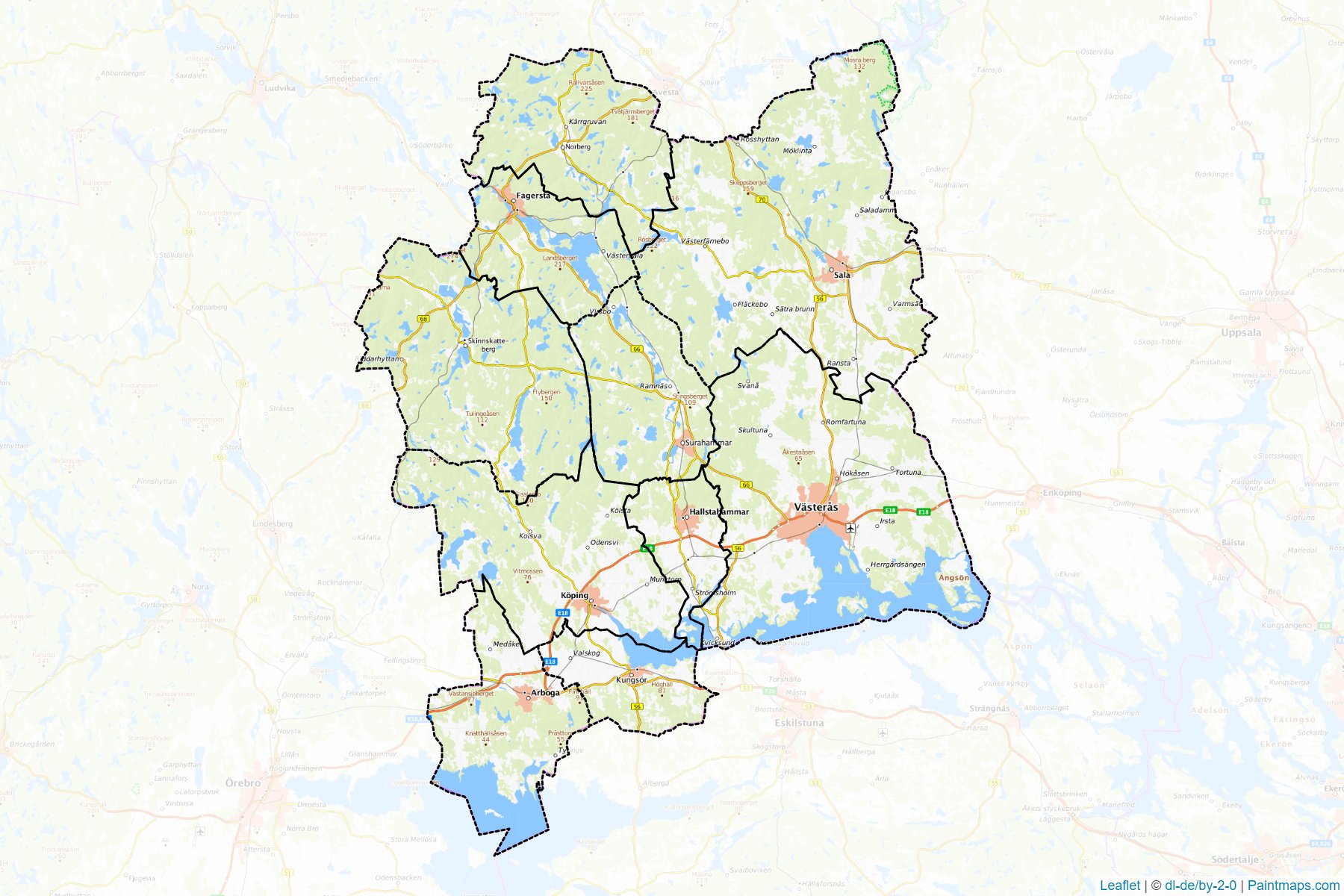 Muestras de recorte de mapas Vastmanland (Suecia)-1