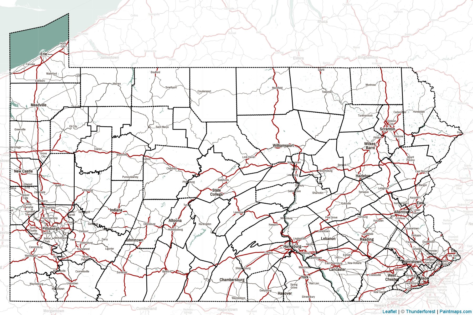 Muestras de recorte de mapas Pennsylvania (Estados Unidos de America)-2