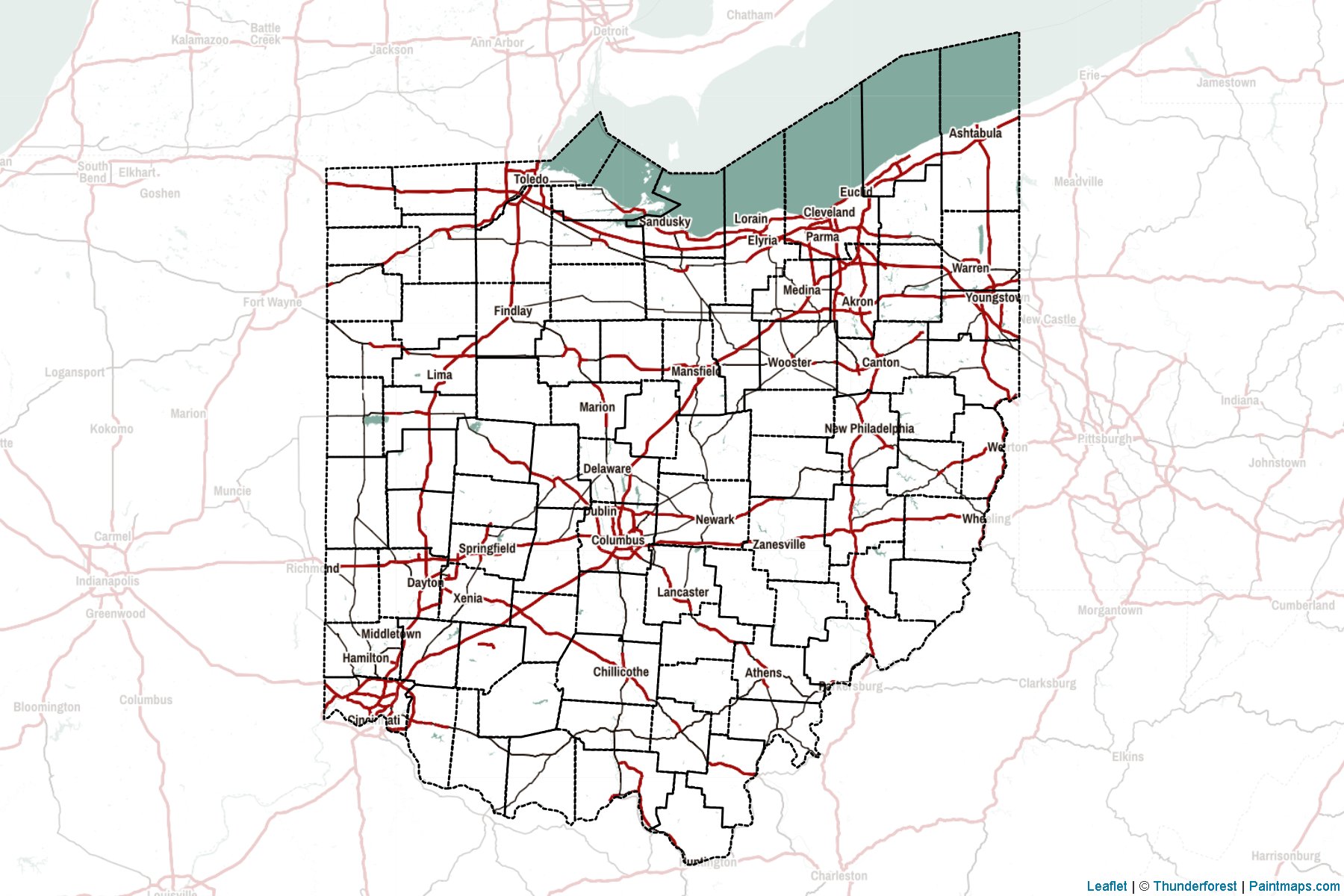 Muestras de recorte de mapas Ohio (Estados Unidos de America)-2