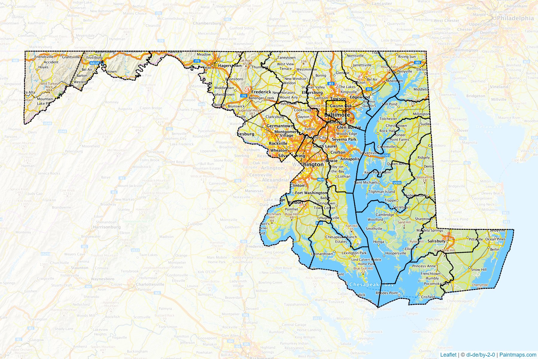 Muestras de recorte de mapas Maryland (Estados Unidos de America)-1