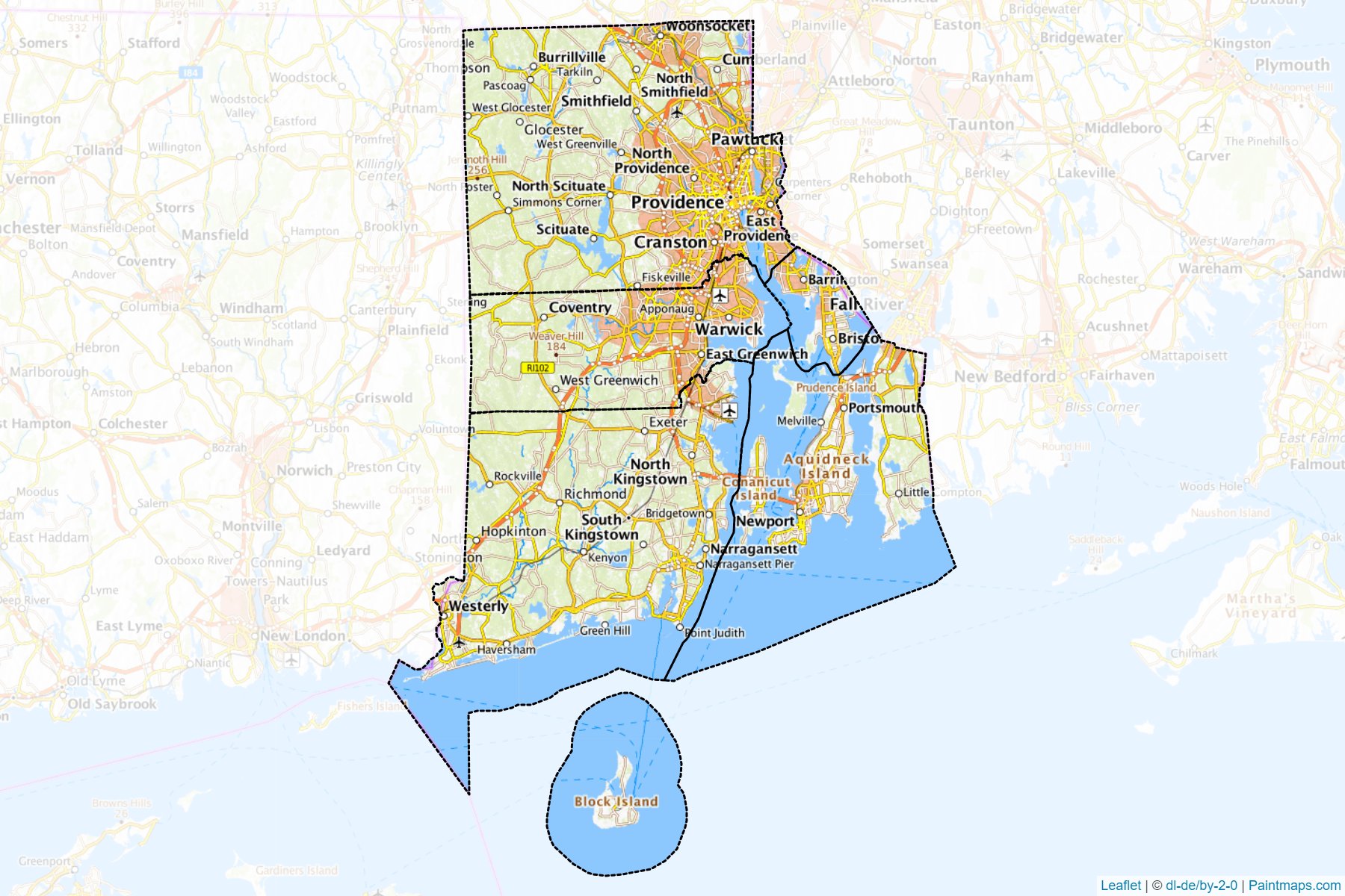 Rhode Island (United States) Map Cropping Samples-1