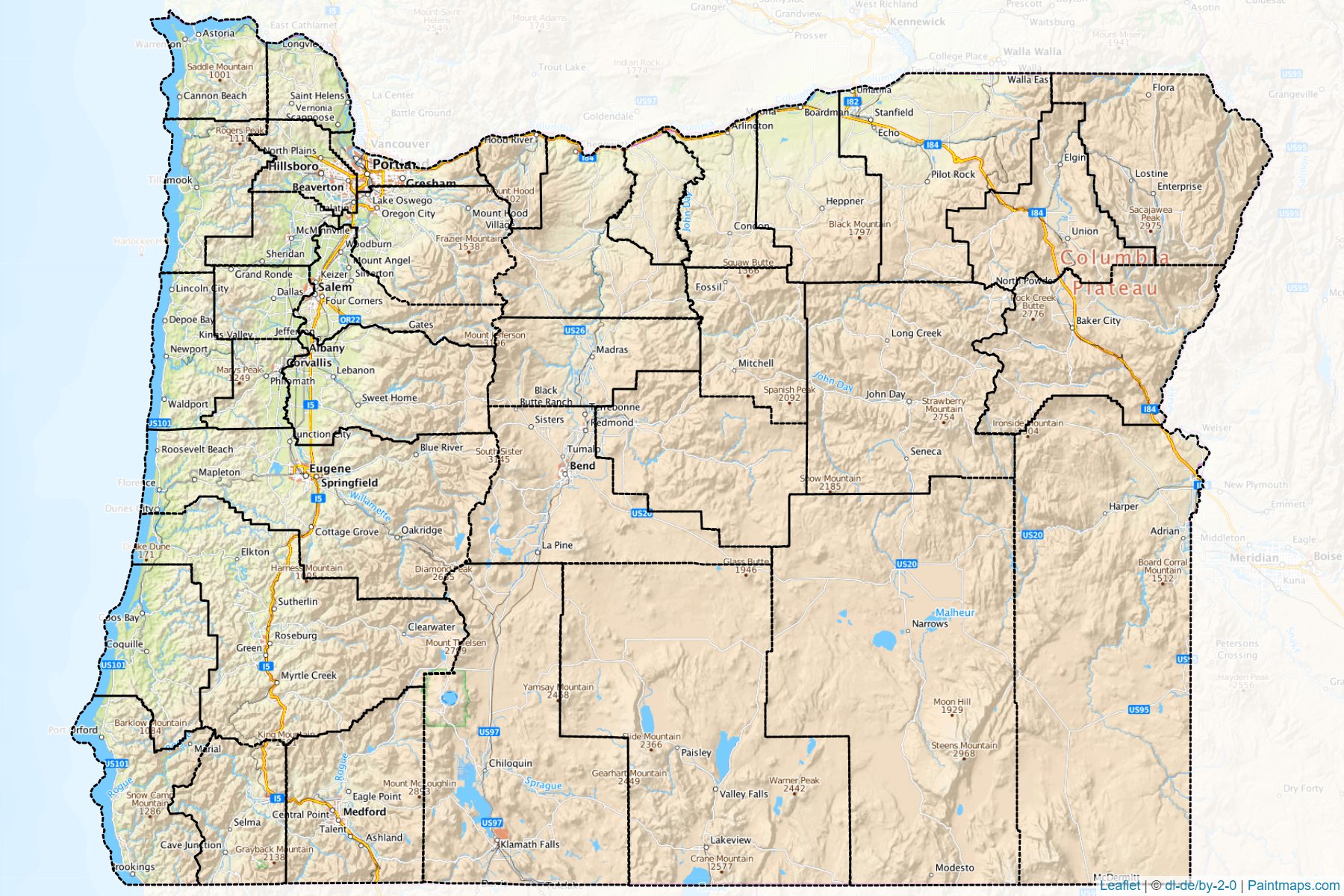 Muestras de recorte de mapas Oregon (Estados Unidos de America)-1