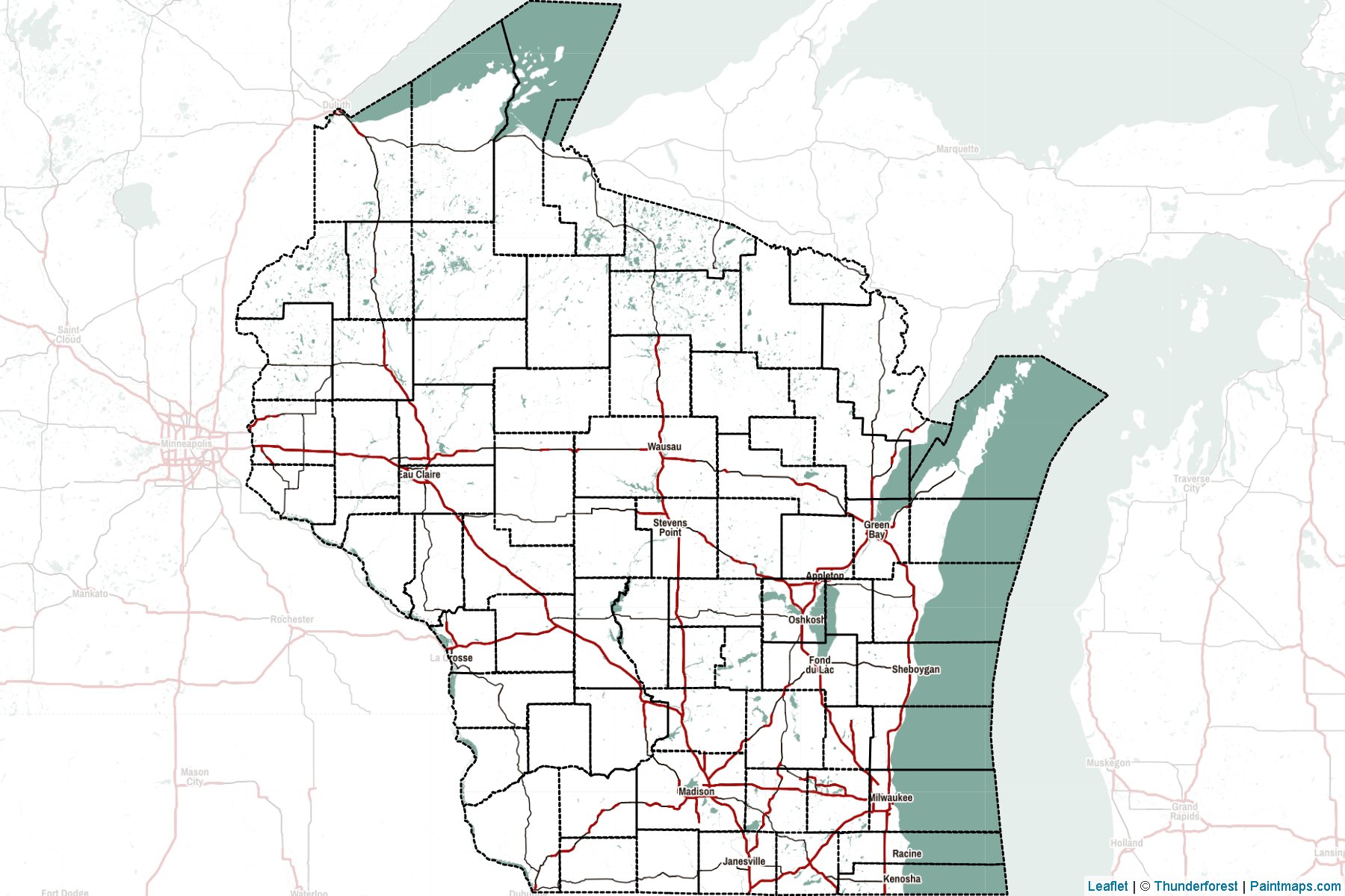 Wisconsin (United States) Map Cropping Samples-2