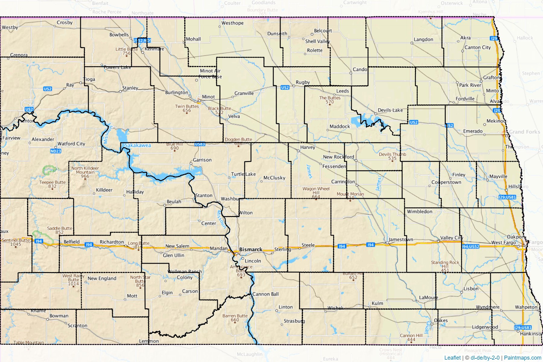 North Dakota (United States) Map Cropping Samples-1