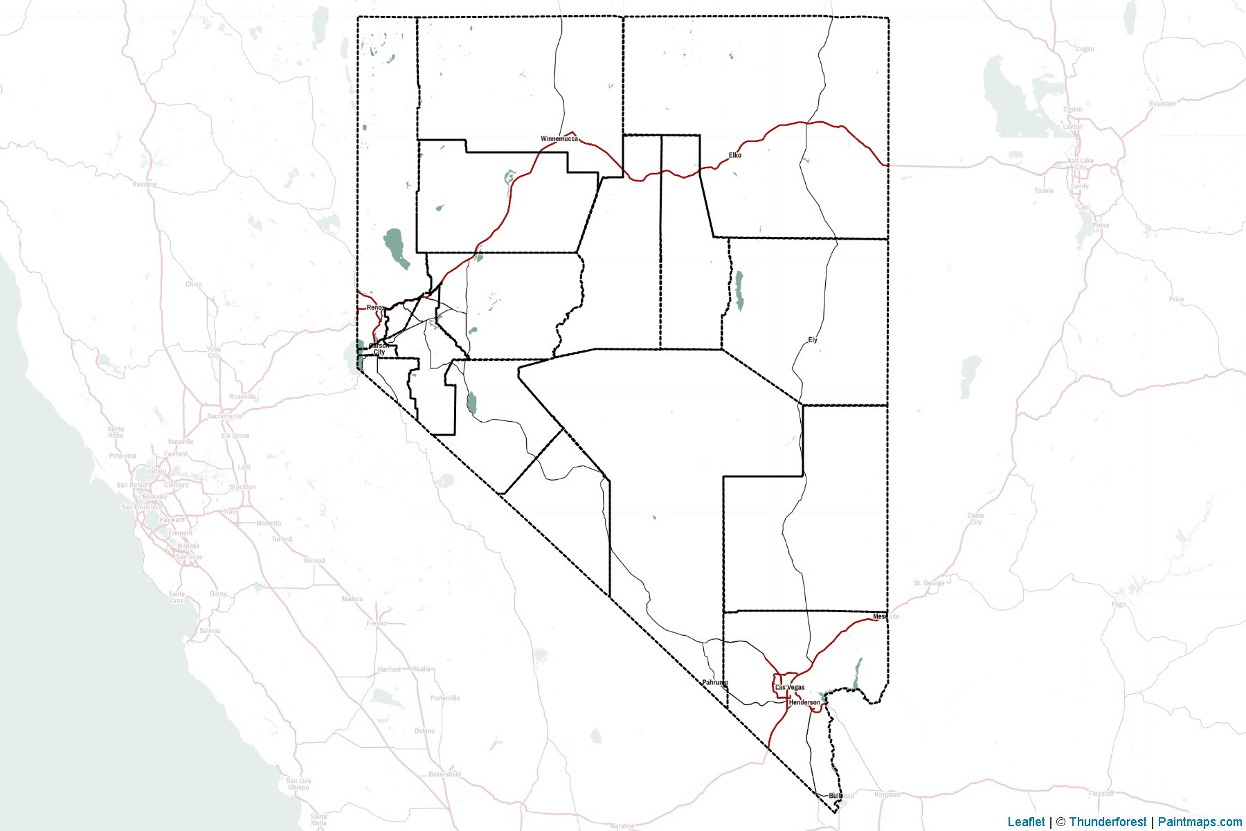 Muestras de recorte de mapas Nevada (Estados Unidos de America)-2