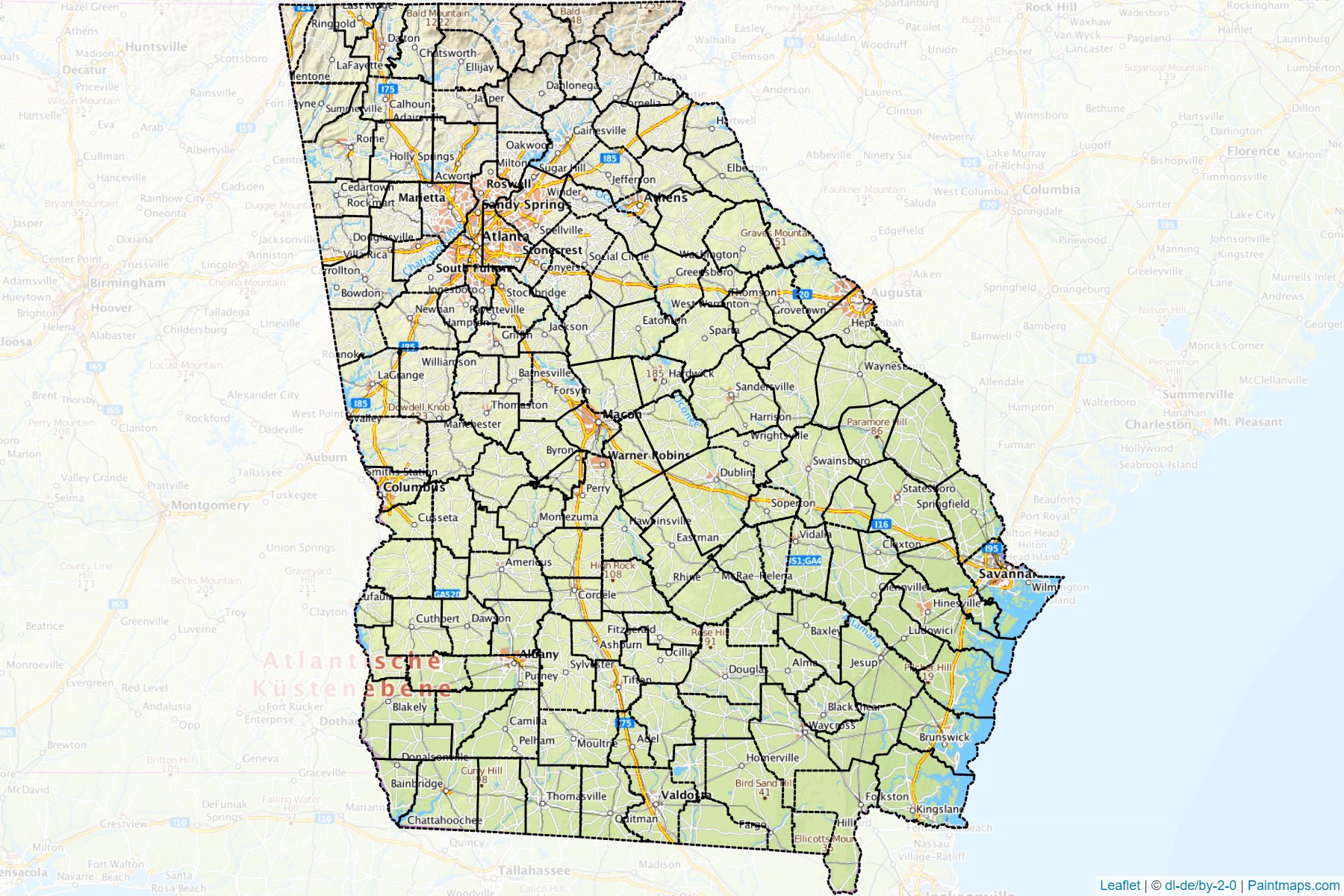 Georgia (United States) Map Cropping Samples-1