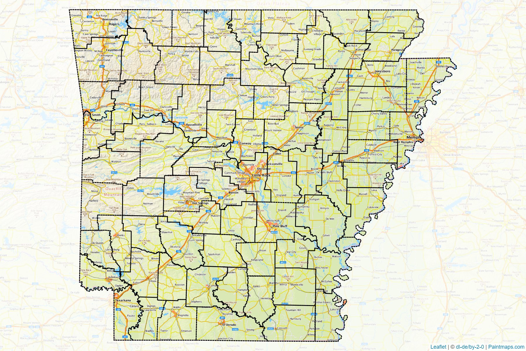 Arkansas (Amerika Birleşik Devletleri) Haritası Örnekleri-1