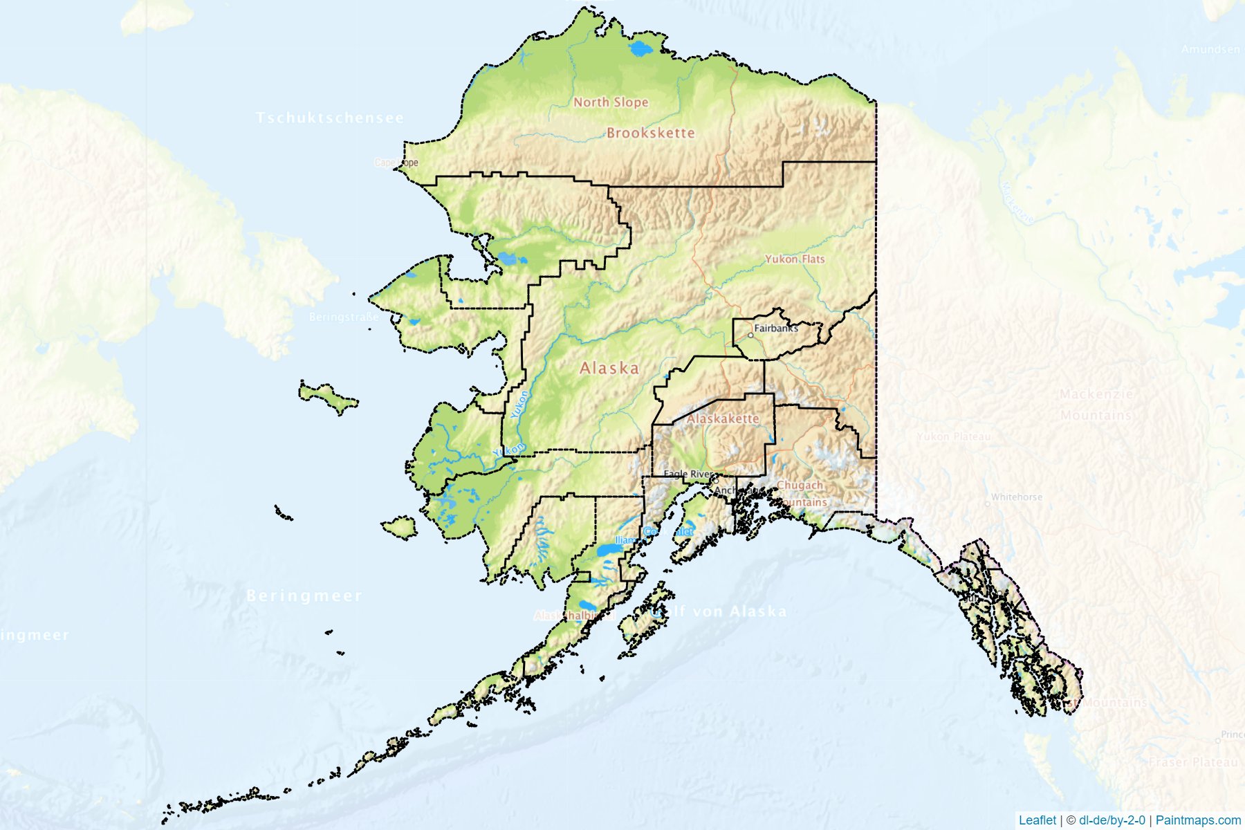 Alaska (Amerika Birleşik Devletleri) Haritası Örnekleri-1