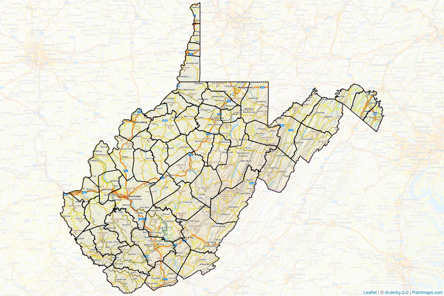 West Virginia (United States) Map Cropping Samples-1