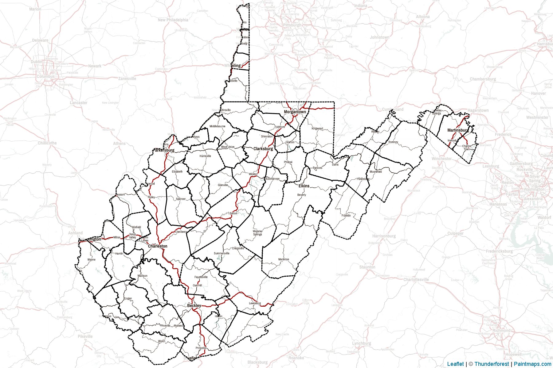 West Virginia (United States) Map Cropping Samples-2