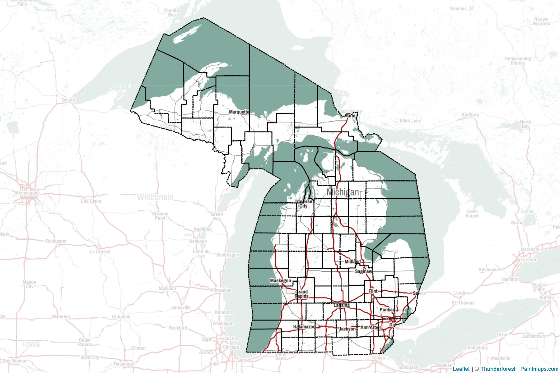 Michigan (United States) Map Cropping Samples-2