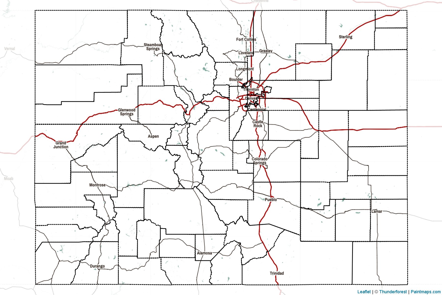 Muestras de recorte de mapas Colorado (Estados Unidos de America)-2