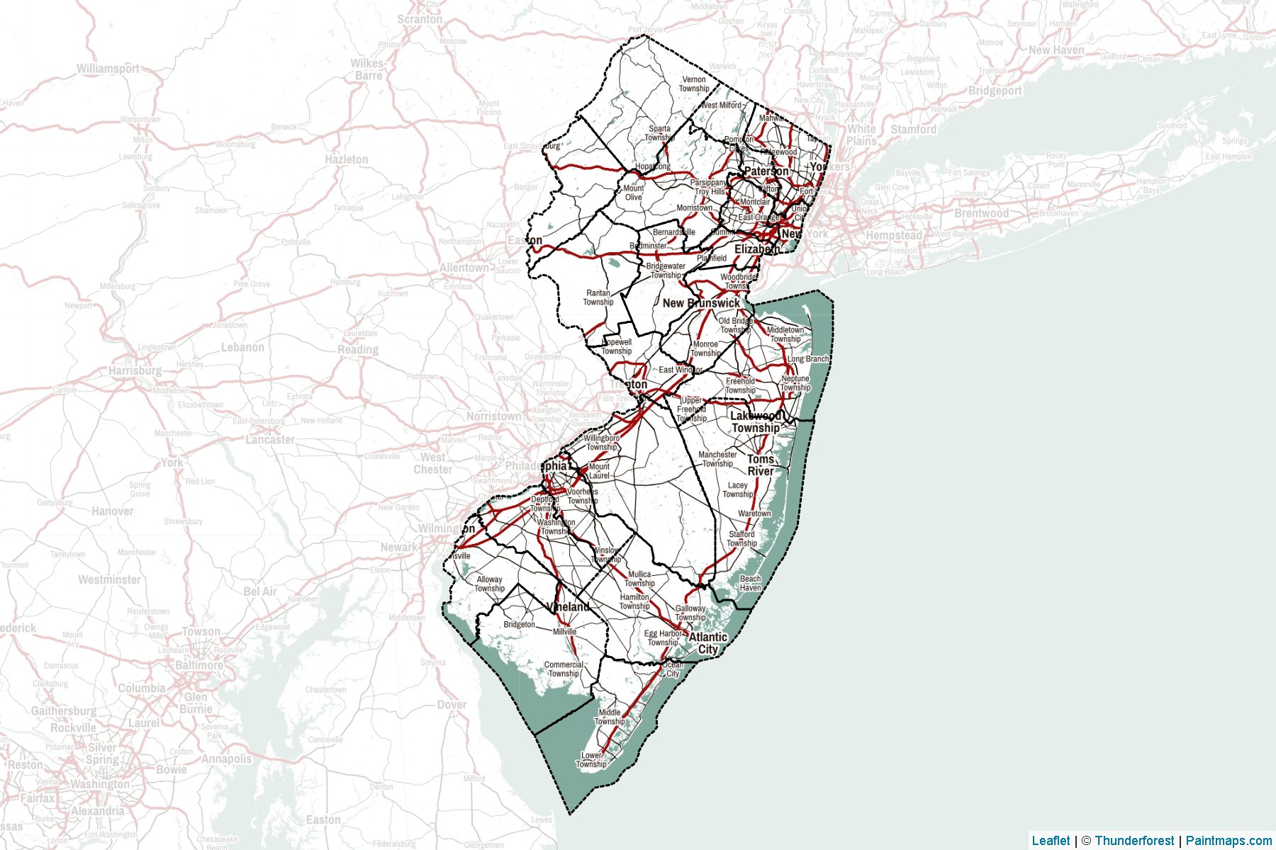 Muestras de recorte de mapas New Jersey (Estados Unidos de America)-2