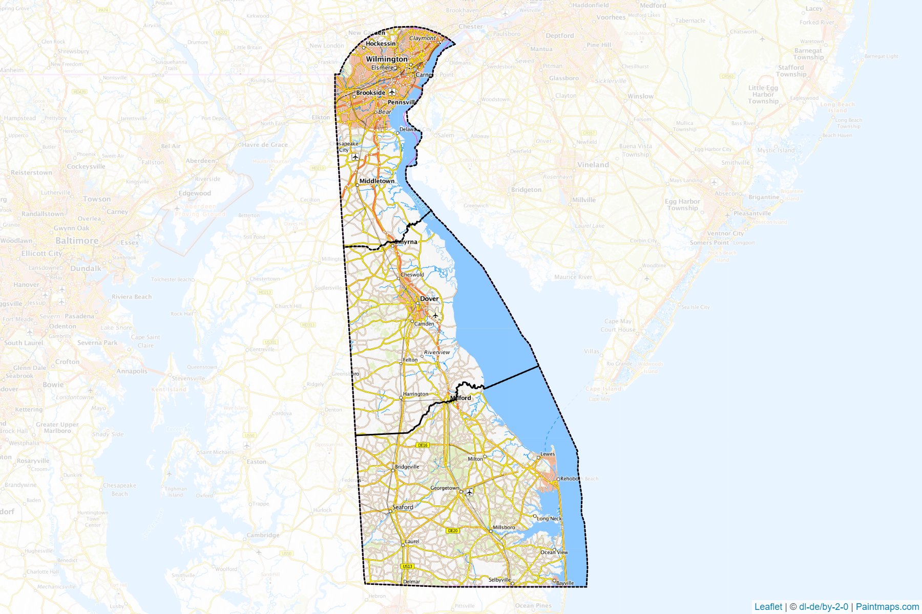 Delaware (Amerika Birleşik Devletleri) Haritası Örnekleri-1