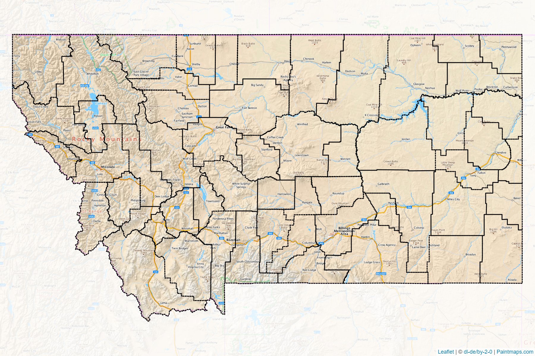 Montana (United States) Map Cropping Samples-1