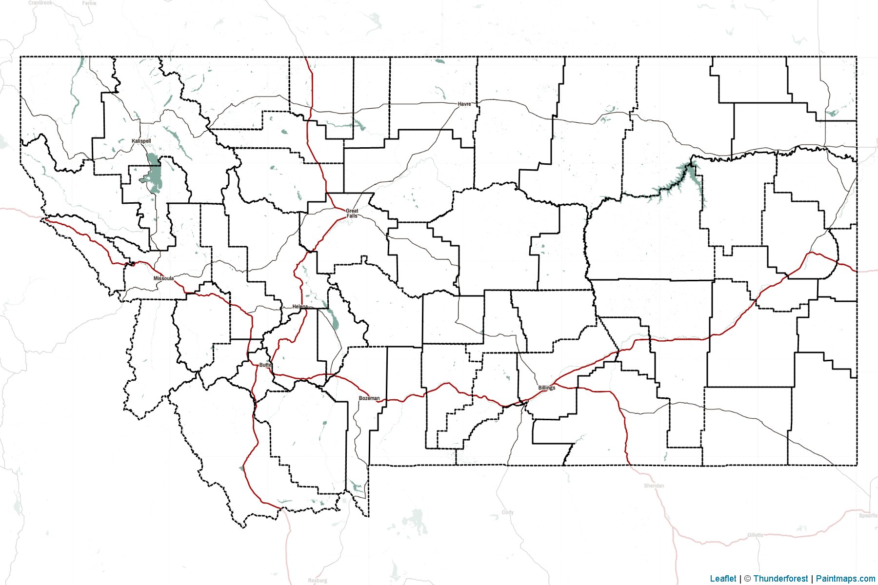 Montana (United States) Map Cropping Samples-2