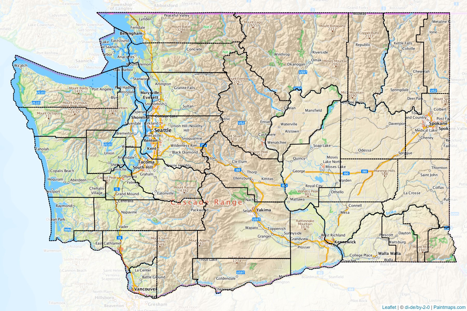 Muestras de recorte de mapas Washington (Estados Unidos de America)-1