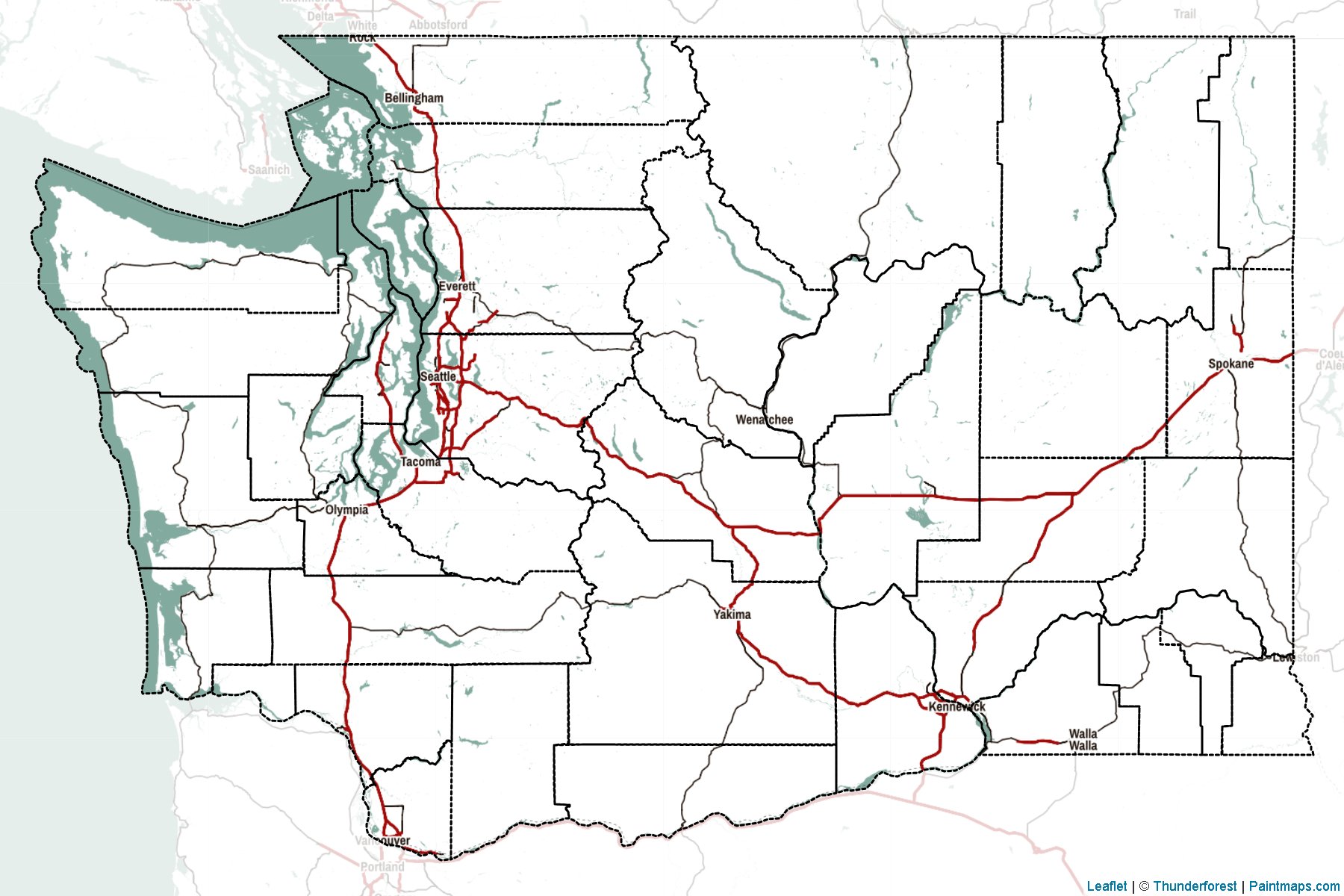 Muestras de recorte de mapas Washington (Estados Unidos de America)-2