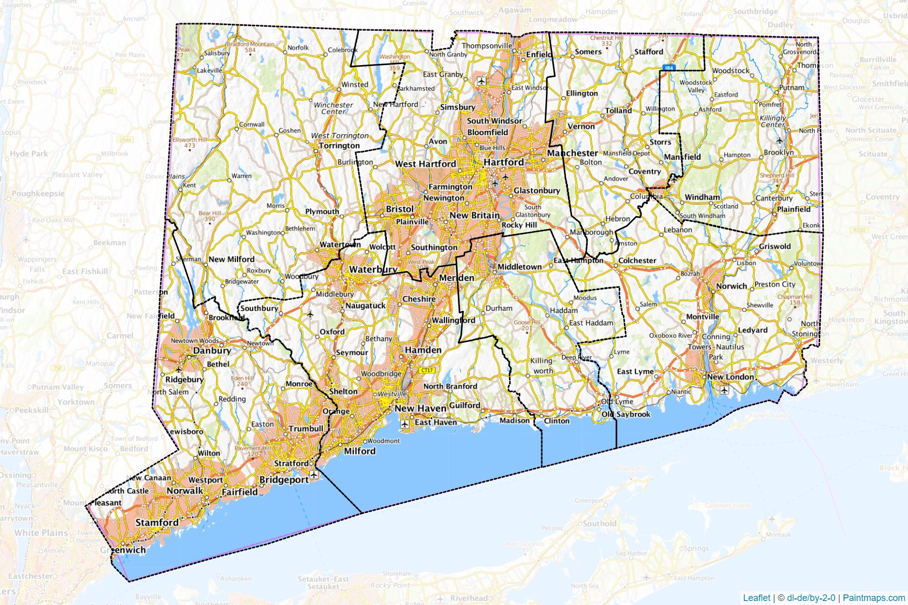 Connecticut (Amerika Birleşik Devletleri) Haritası Örnekleri-1