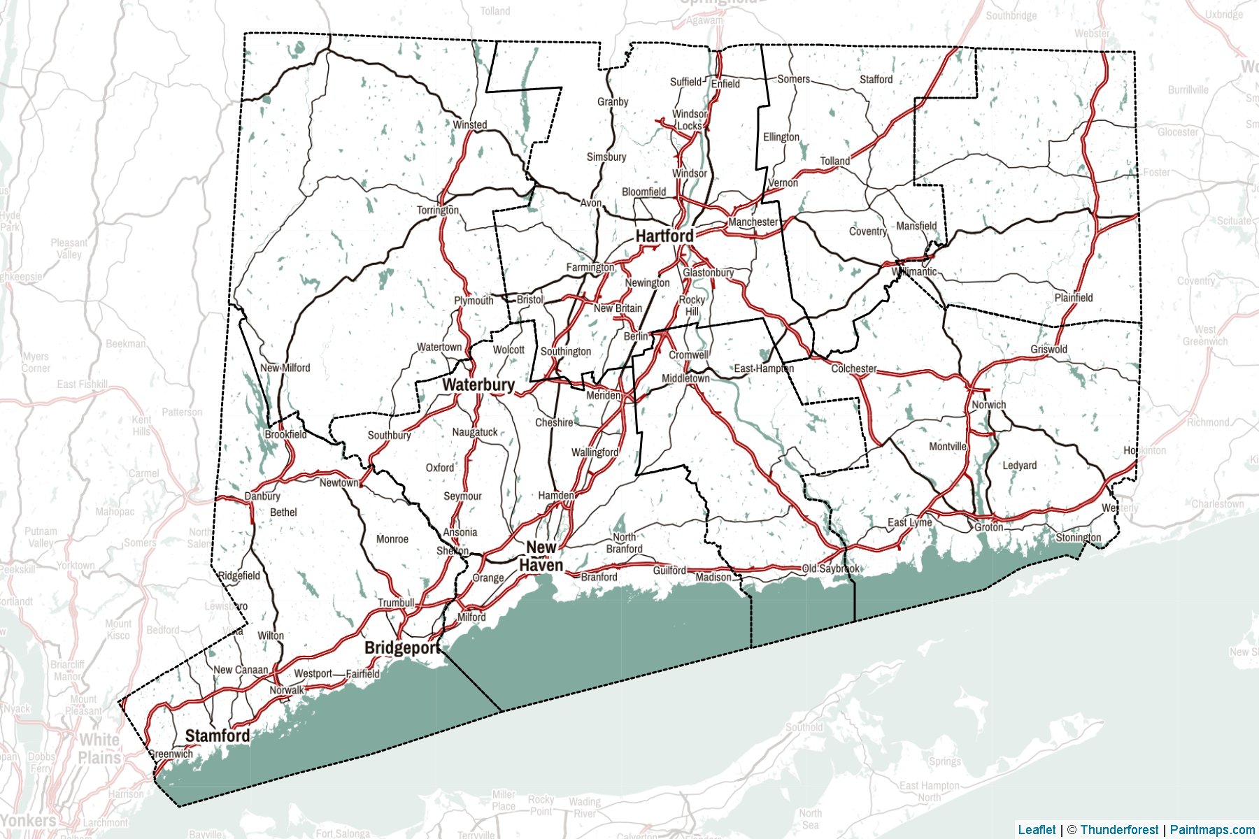 Connecticut (Amerika Birleşik Devletleri) Haritası Örnekleri-2