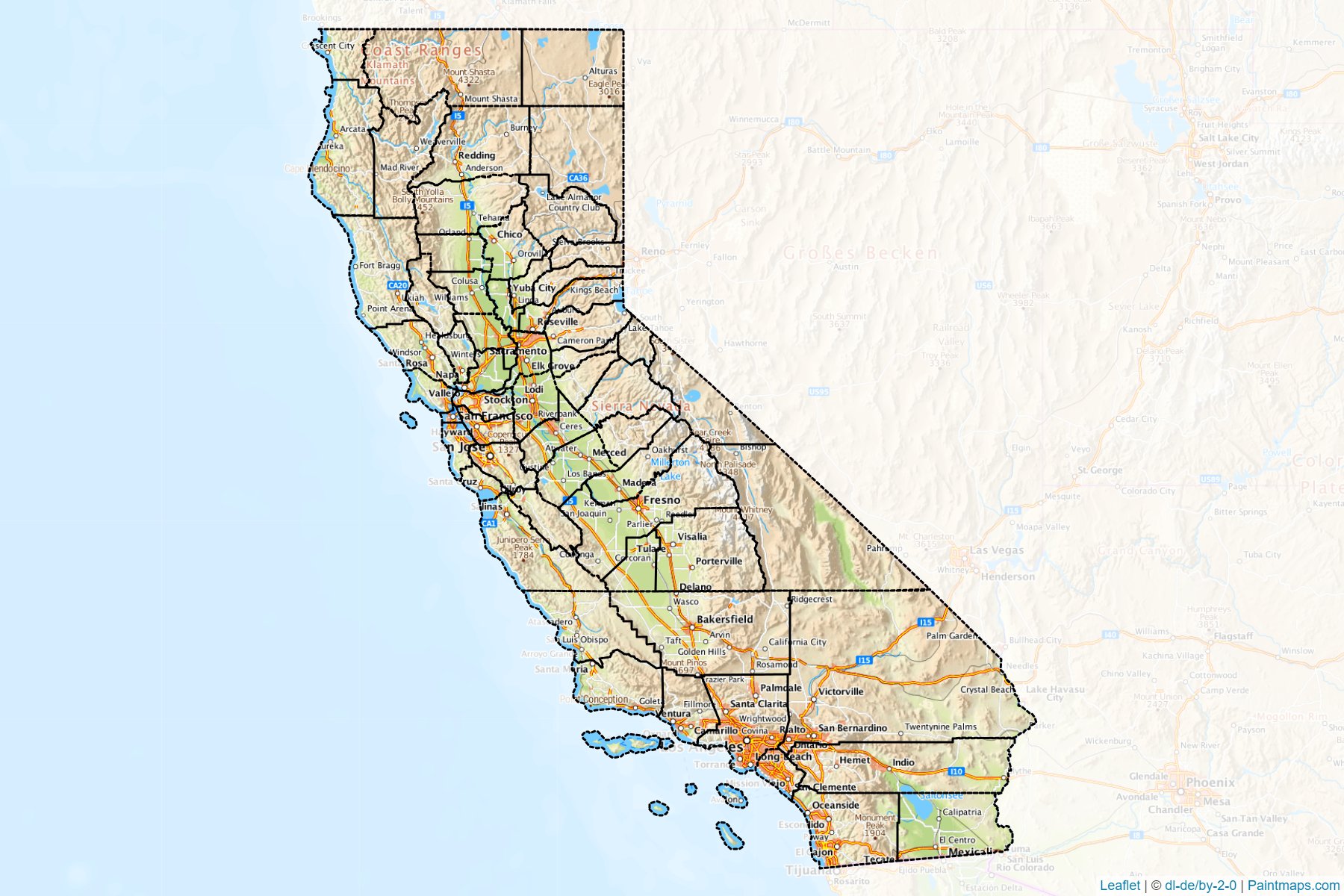 Muestras de recorte de mapas California (Estados Unidos de America)-1