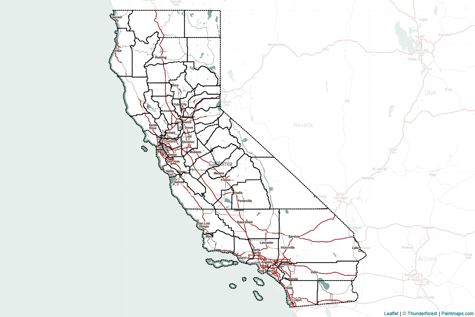 Muestras de recorte de mapas California (Estados Unidos de America)-2