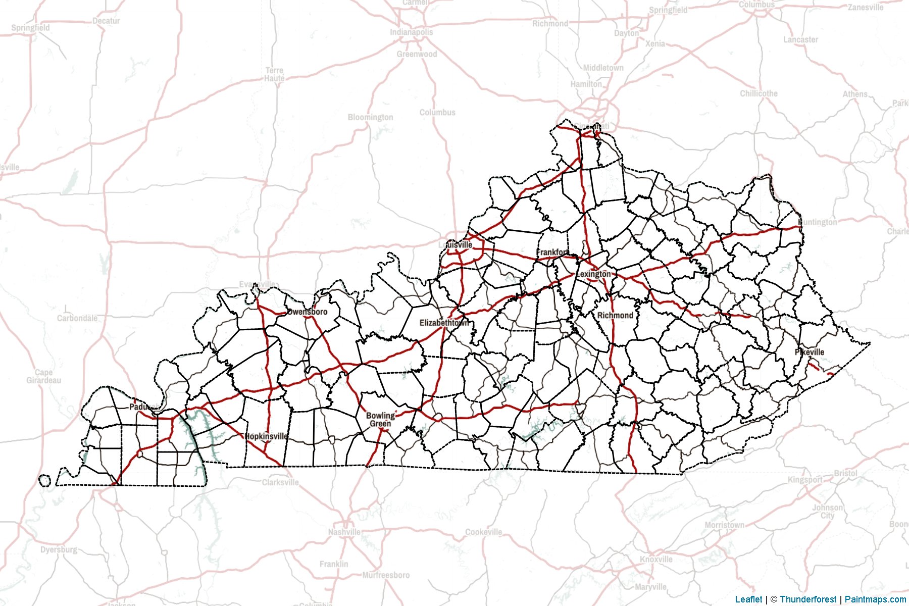 Muestras de recorte de mapas Kentucky (Estados Unidos de America)-2