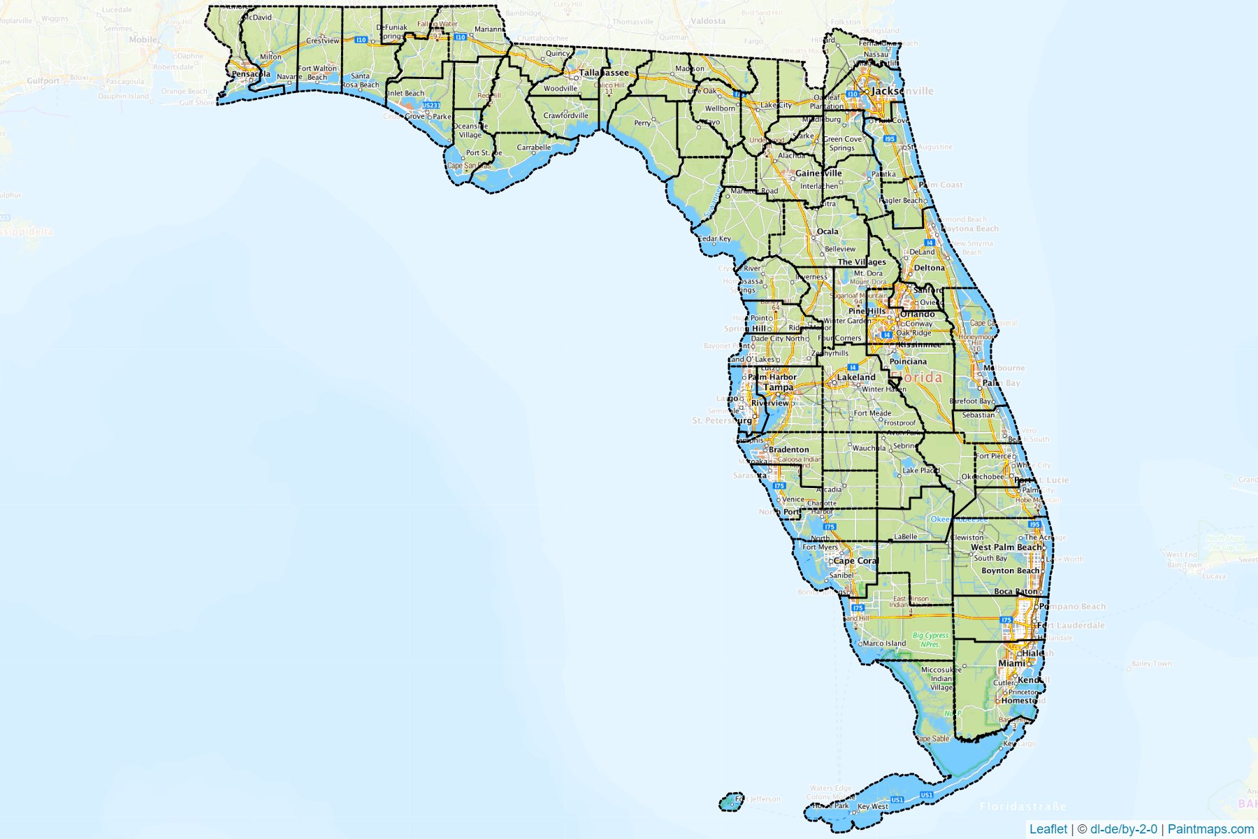 Florida (Amerika Birleşik Devletleri) Haritası Örnekleri-1