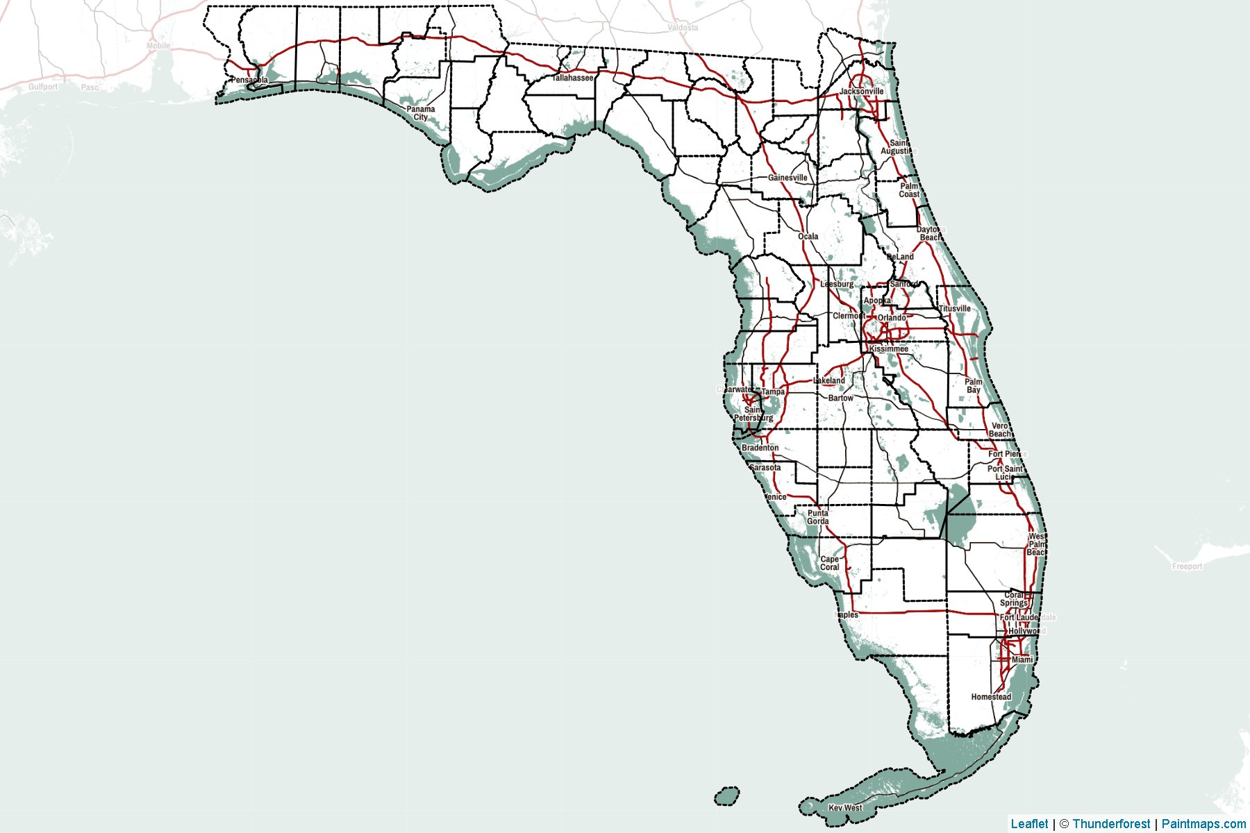 Florida (Amerika Birleşik Devletleri) Haritası Örnekleri-2