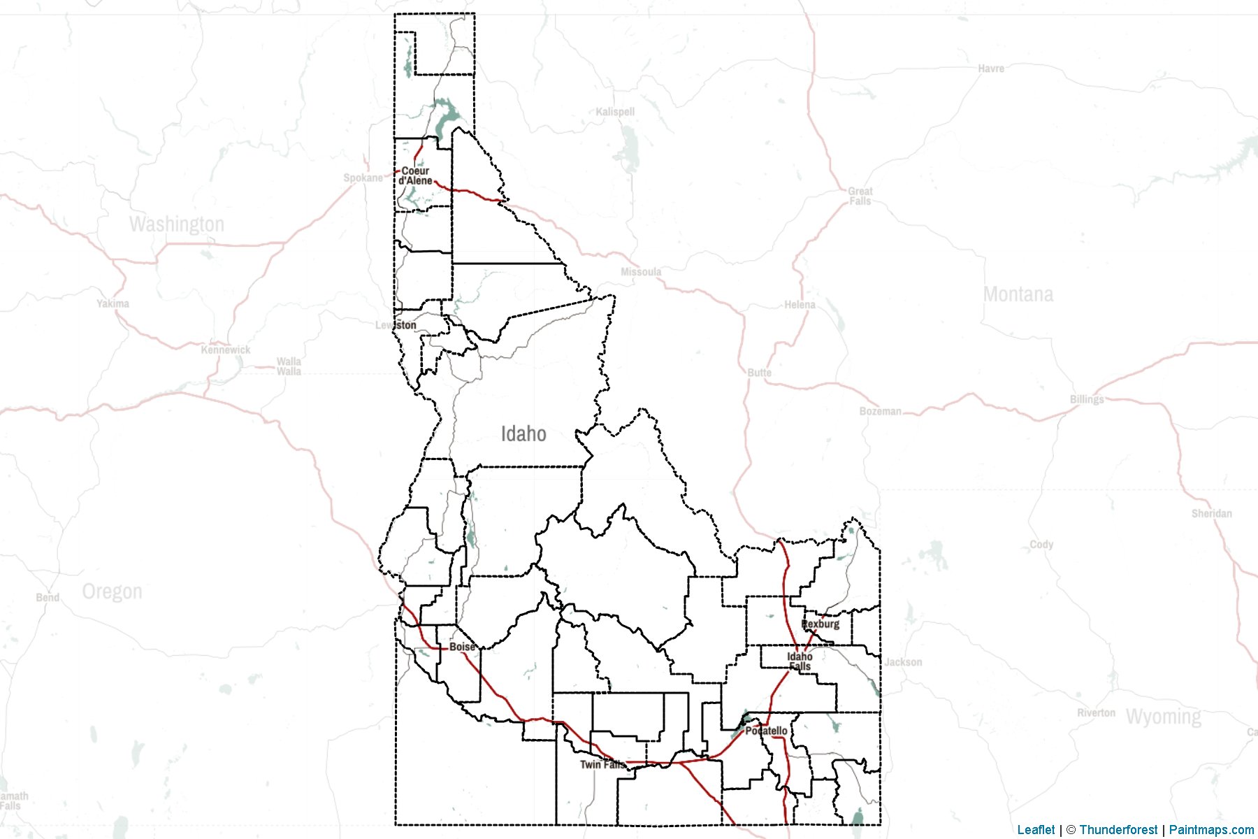 Muestras de recorte de mapas Idaho (Estados Unidos de America)-2