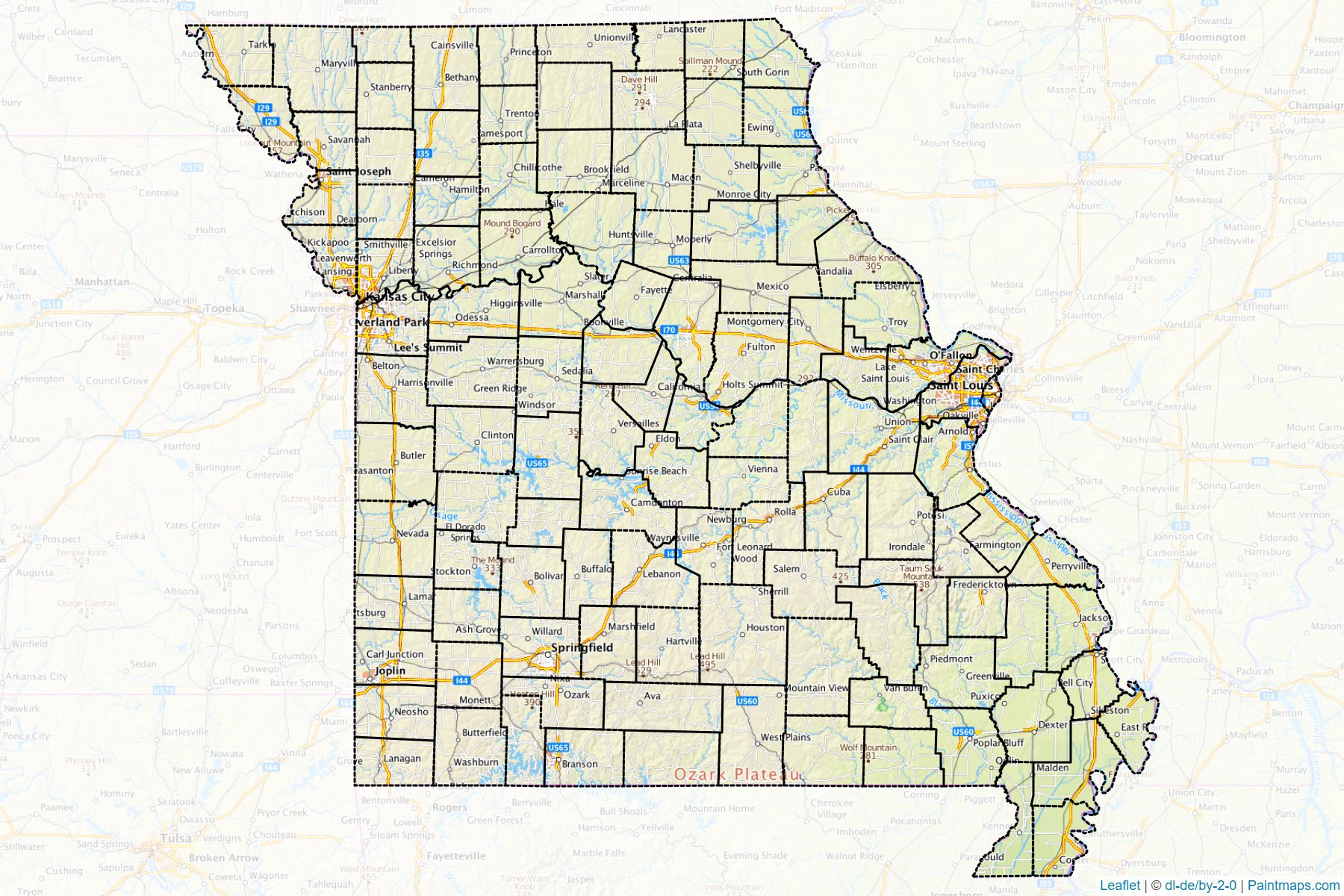 Missouri (United States) Map Cropping Samples-1