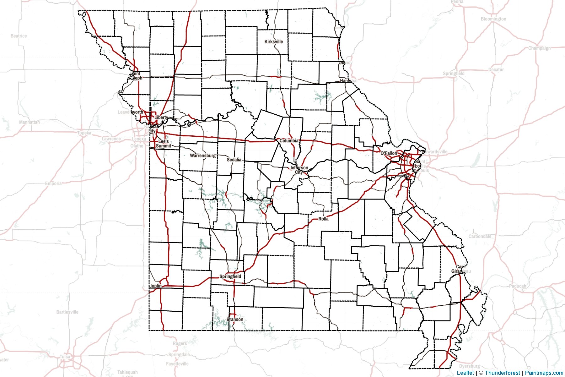 Missouri (United States) Map Cropping Samples-2