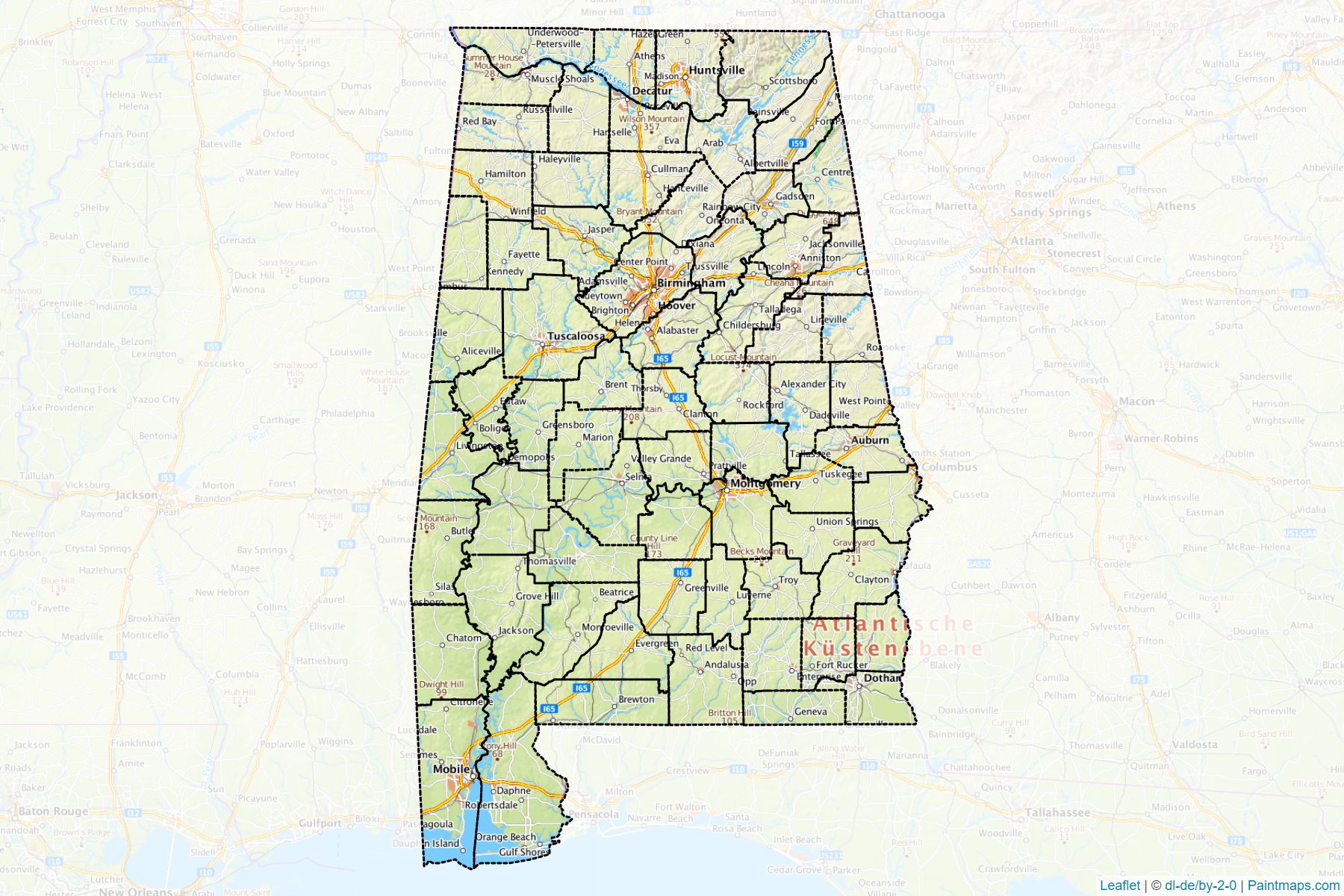 Alabama (United States) Map Cropping Samples-1