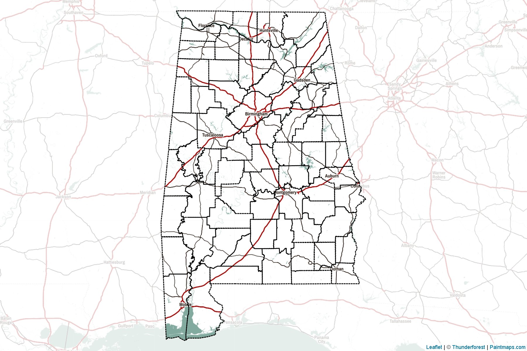 Alabama (United States) Map Cropping Samples-2