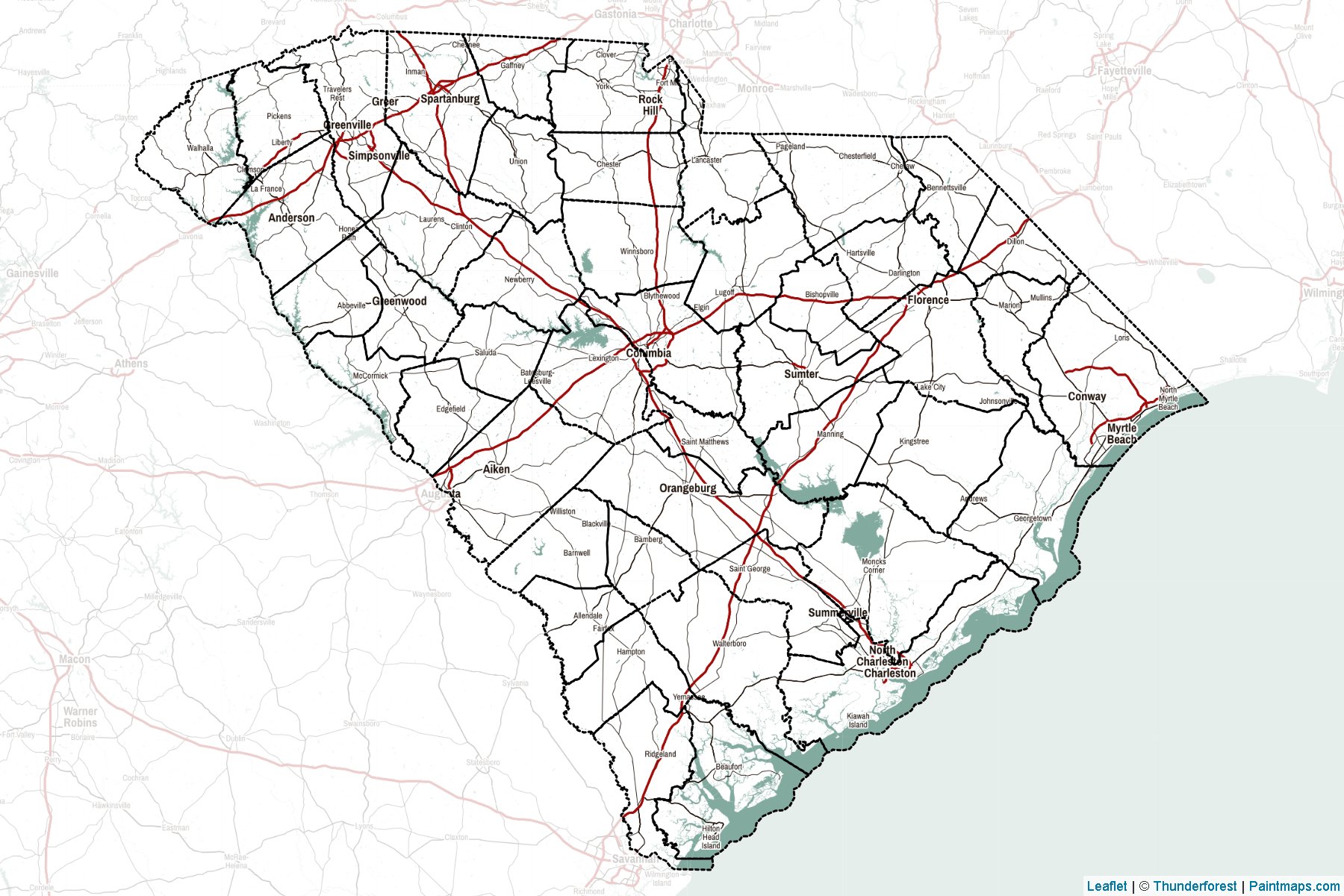 Muestras de recorte de mapas South Carolina (Estados Unidos de America)-2