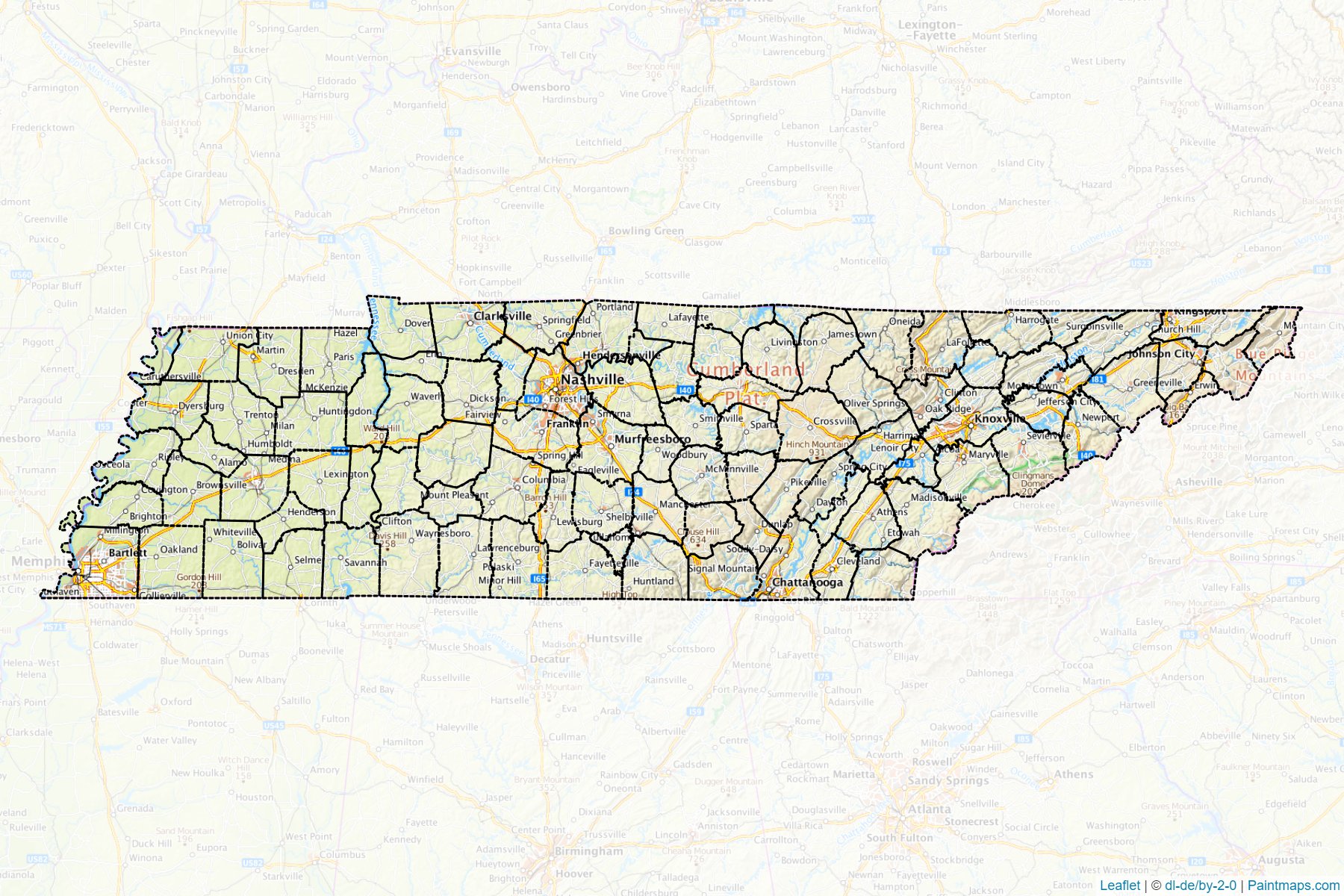 Tennessee (United States) Map Cropping Samples-1