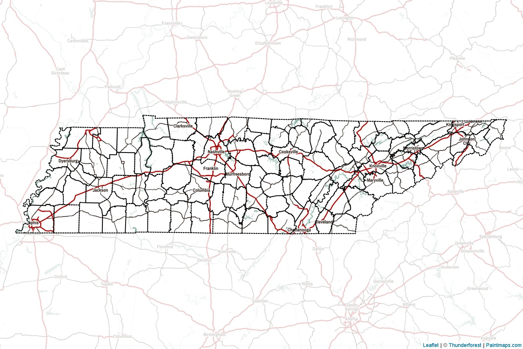 Tennessee (United States) Map Cropping Samples-2